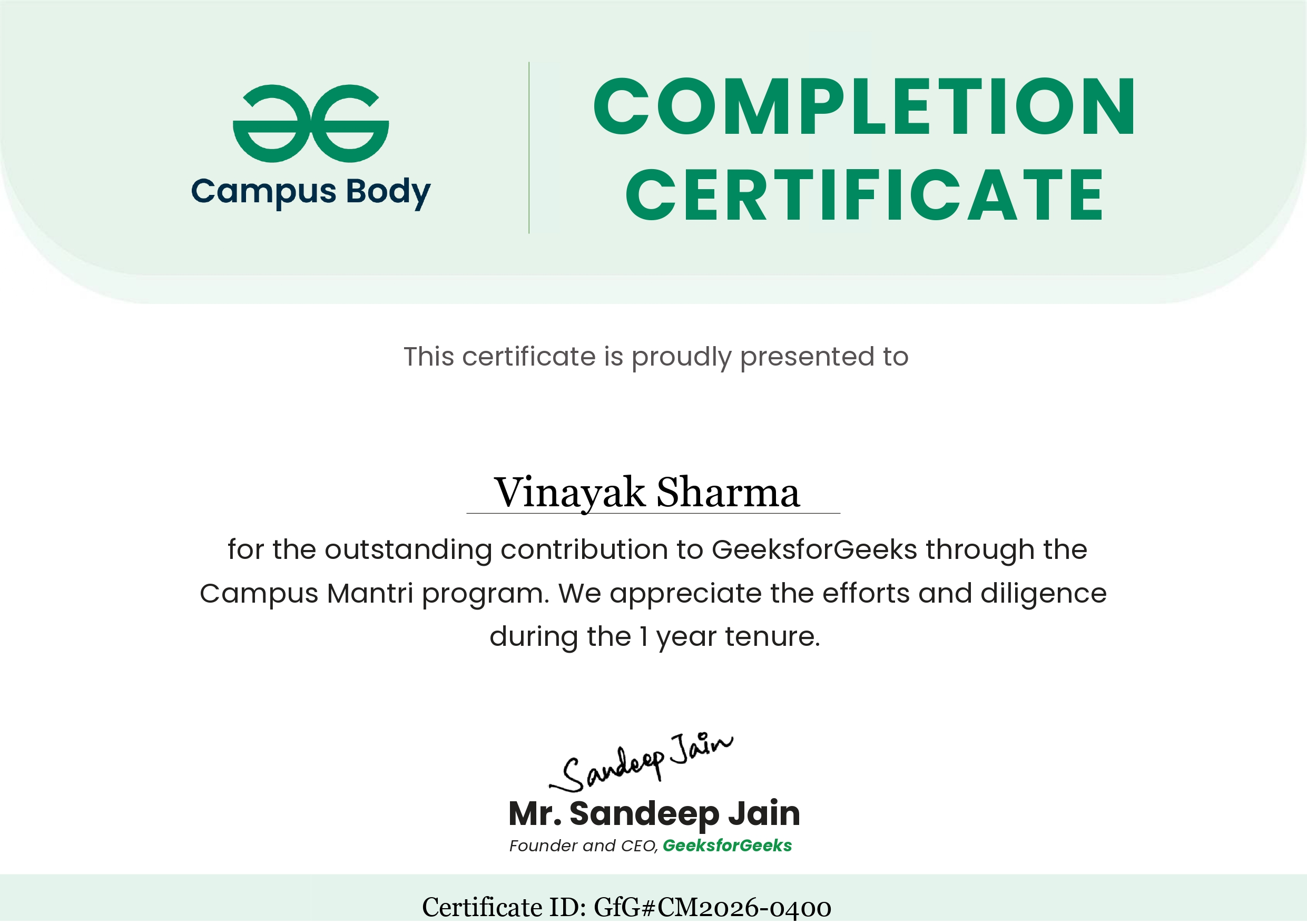 GeeksforGeeks Campus Mantri